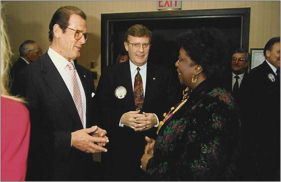 JA with Roger Moore (James Bond)